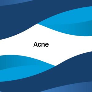 A blue and white background with the word " acne ".