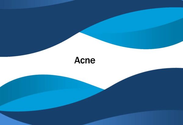 A blue and white background with the word " acne ".